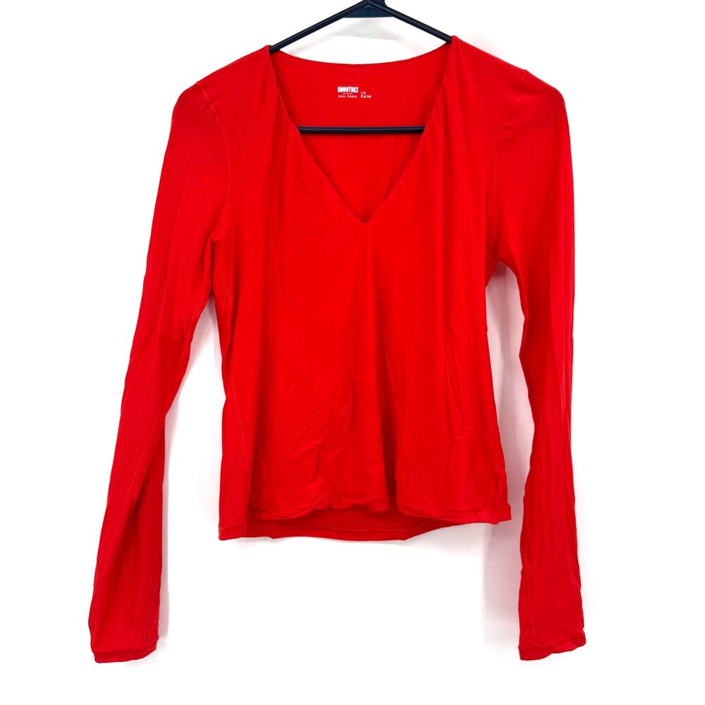 Smoothiez by Aerie Size‎ Large Long Sleeve Top Shirt Blouse Red V Neck Layer
